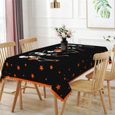 Lofaris Bones Pattern Black Halloween Rectangle Tablecloth